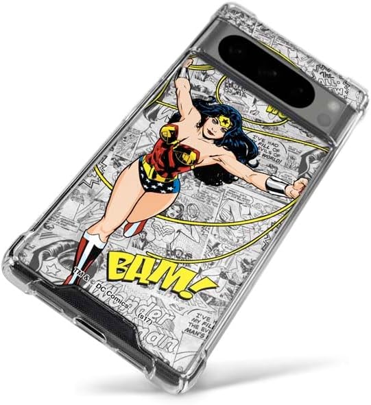 Skinit Clear Phone Case Compatible with Google Pixel 8 Pro - Officially Licensed DC Comics Wonder Woman Classic Action Pose Design