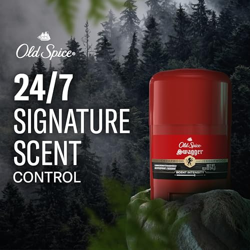 Image of Old Spice Antiperspirant Deodorant for Men, 24 /7 Sweat & Odor Protection, 24 /7 Lasting Freshness, Invisible Solid, Swagger with Cedarwood Scent, Trial Size, 0.5 oz