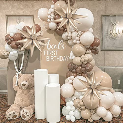 Moukiween 60 PCS Caramel Star Balloons, 12 Point cone Explosion Star Foil Balloons for Birthday, Baby Shower, Bridal Shower, Wedding, Festivals Decorations (Caramel) by Moukiween - Image 5