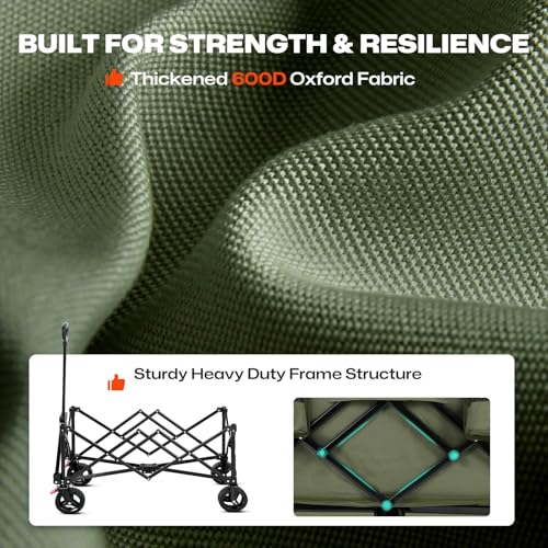 Overmont Bollerwagen – 8,1CM Breite Räder – 150I (Farbe: Grün) - 7