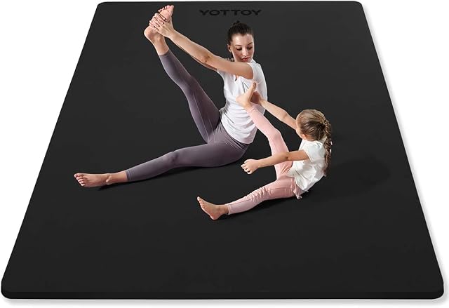 YOTTOY Large Yoga Mat (75 * 52 * 1/2inch),Extra Wide TPE Exercise Mat,Non-Slip Workout Mat for Pilates, Fitness, Barefoot, Home Gym Studio with Strap and Towel