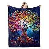 Naniopick Tree Throw Blanket Gifts for Adults Kids, 340GSM Tree of Life Themed Gifts for Girls Boys, 50'x60'Christmas Birthday Gifts for Women Men, Tree Throw Decor for Bedroom Living Room Couch
