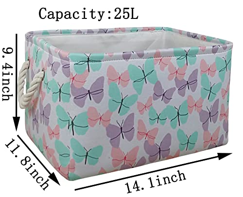 Kunro Toy Bin Waterproof Storage Organizer For Nursery Hamper Home Decor Closet Kids Bedroom Laundry Baby Gift Shelf Baskets (Batterfly) #TOP1