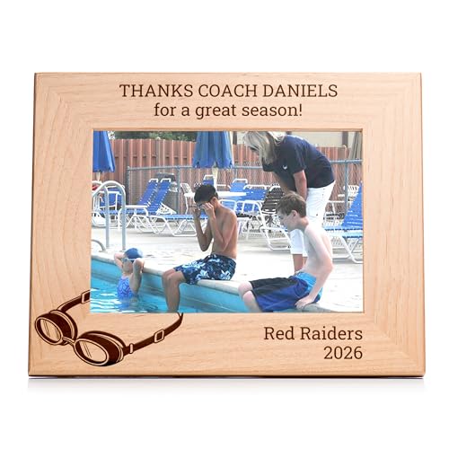 Lifetime Creations Personalized Swimming Coach Picture Frame (5x7, 7.5x9.5 inches, Wood, Alder) - Gifts for Youth Swimming Coaches