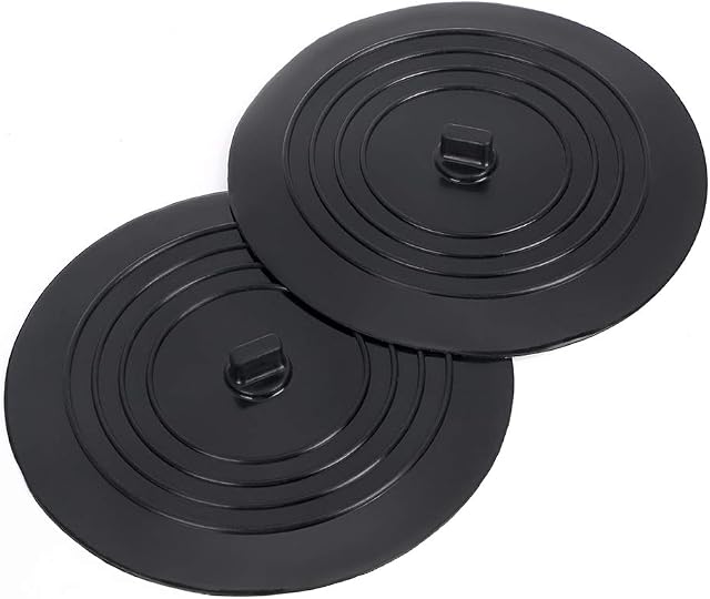 BTSKY 2 pack 6 Inches Universal Silicone Rubber - Tub Stopper Drain Plug Cover For Kitchen Bathroom Sink Bathtub Drain Cover, Travel Silicone Rubber Drain Plug (Black)