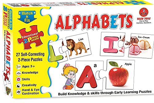 Image of Educational Alphabets Match & fIx 27 Self Correcting 2 Piece Puzzle for Kids (Alphabets)