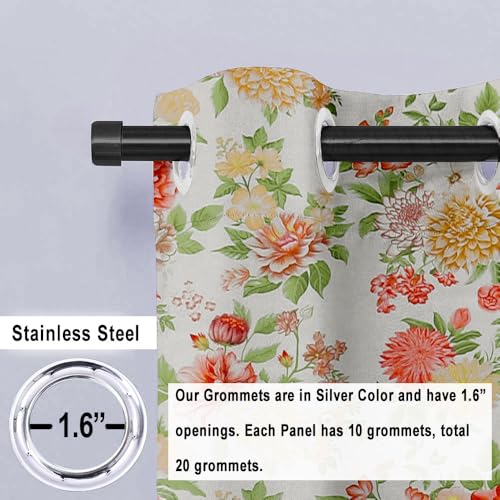 Image of Cloth Fusion Printed 100% Blackout Door Curtains 9 Feet Long Set of 2, Room Darkening Parda with Stainless Steel Grommets for Home Decor (9x4.5 Feet, Lush Blooms)