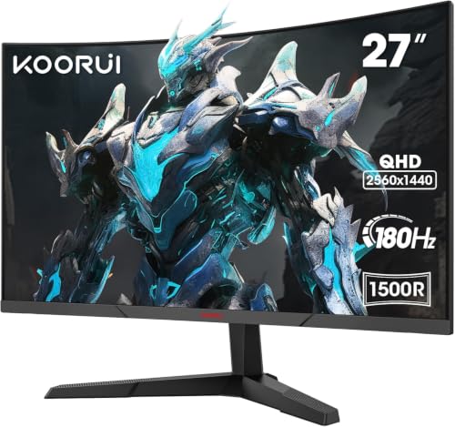 KOORUI Monitor Gaming 27 Pollici Curvo 180Hz QHD 1ms Adaptive Sync HDMI/DP