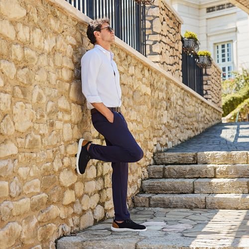 Image of ASITVO Men's Wide Canvas Loafers Slip on Boat Walking Shoes Casual Dress