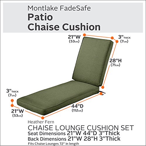 Furinno Tioman Outdoor Hardwood Patio Furniture Sun Lounger, Natural 23.52D X 70W X 12H In & Classic Accessories Montlake Fadesafe Water-Resistant 72 X 21 X 3 Inch Outdoor Chaise Lounge Cushion #TOP6