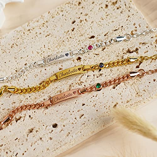 Personalized Name Bar ID Baby Bracelet, 18K Gold Plated Baby Girl Infant Custom Bracelets, Kids Jewelry Gifts Newborn Birthday Gifts, Toddler Boys and Girls, Friendship Bracelets Birthday Gifts for Friend4