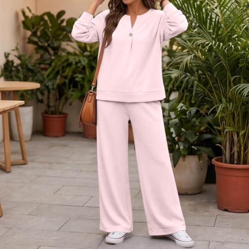 Funnyrap Two Piece Lounge Sets for Women Fall Matching Clothing Pink Small - image 5