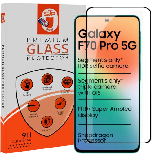 Image of STP FEEL Premium HD+ Tempered Glass Screen Protector Guard Compatible For Samsung Galaxy F70 Pro 5G (6.7 Inch, Pack of 1) | Edge to Edge Coverage With Easy to installation kit for Smartphone