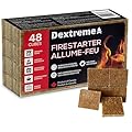 Dextreme Fire Starter Pack of 144/48 Natural Fire Starters Cubes for Campfires, Charcoal, BBQ, Grill Pit, Fireplace, Wood Stoves, Smokers and Camping - Easy to Ignite and Non Toxic… (48 Squares)