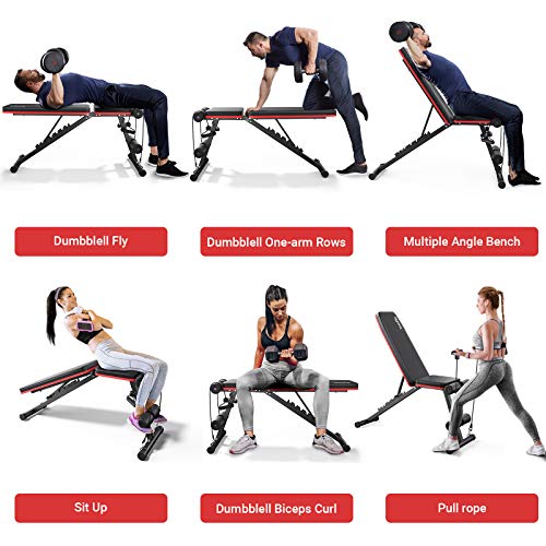 Homfio Weight Bench for Full Body Workout, Adjustable and Foldable Workout Bench Press for Strength Training Benches, with Fast Folding Incline Decline Exercise Workout Utility Gym Bench Bench for Home Gym