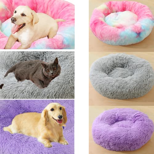 rngcpto Katzenbett Flauschig, Hundekissen Flauschig, Hundebett Plüsch Rund Katzenbett Hundekissen Katzenkissen Hundekörbchen Donut Waschbar (40cm, Lila)
