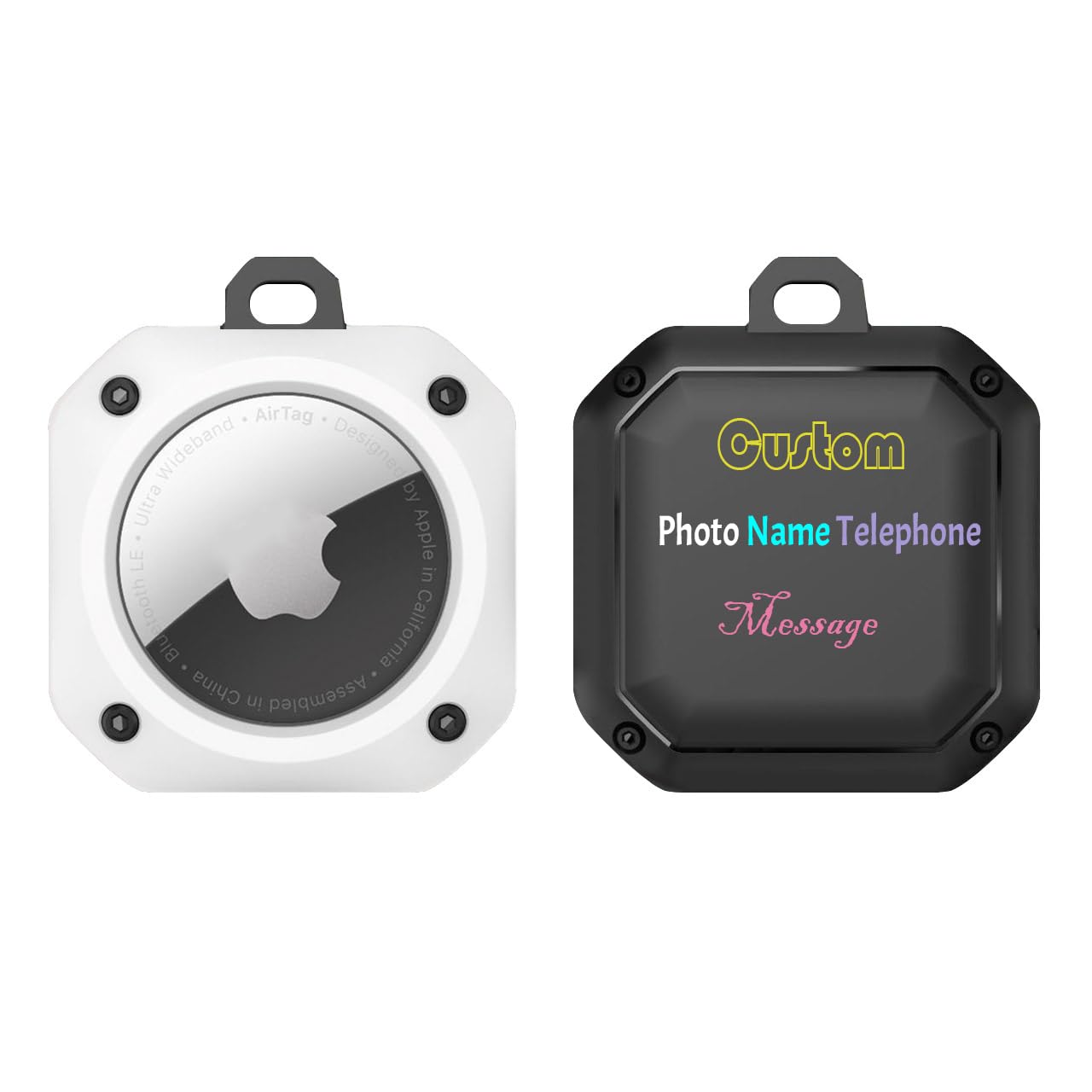 Personalized Case Cover for Apple AirTag Secure Holder with Key Ring - Durable Scratch Resistant with Open Face & Raised Edges,Protective Air Tag Keychain Accessory for Keys,Pets,Luggage,Backpacks