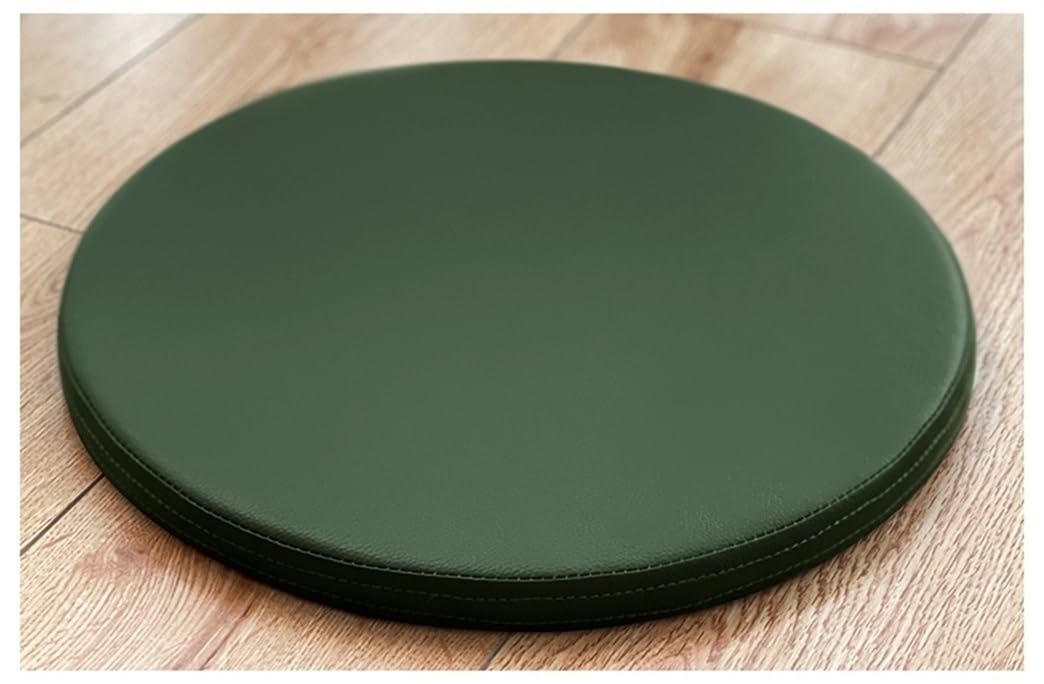 MOODMUSE Round Chair Cushion,Round Imitation Leather Seat Cushion,Round Memory Foam Chair Pad,Home Office Kitchen Non-slip Chair Seat Cushion (Color : Green, Size : 35cm/13.8inch)