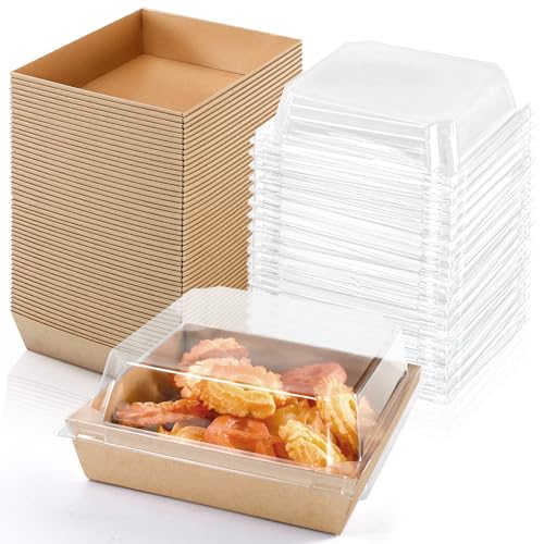 Jeffbaubl 50 Pack Small Charcuterie Boxes with Lids, 5 Inch