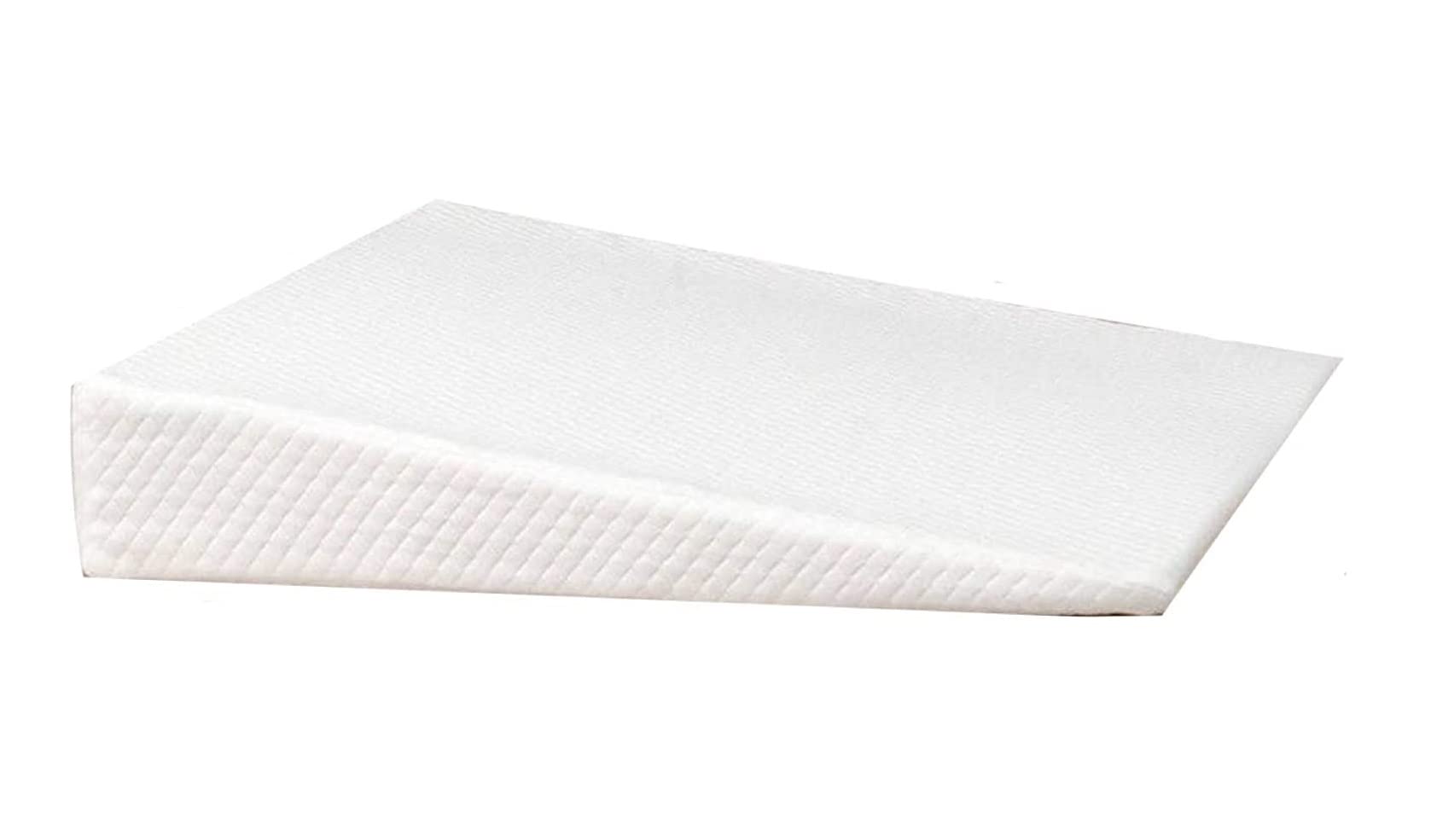 QM-Bedding Orthopaedic Bed Wedge Foam Back Support Bed Wedge Pillow & Acid GERD, Reduce Neck Back Pain Snoring Breathing Washable Quilted Zip Cover (X LARGE REFULX PILLOW 70 x 60 x 15 CM), White