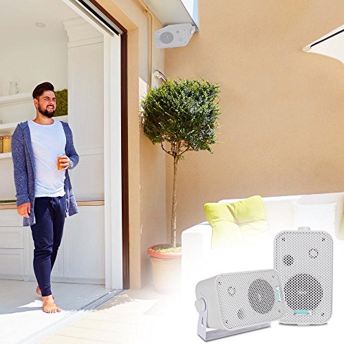 Pyle 2Pc Outdoor Weatherproof -Speaker System - 3.5 Inch Dual Waterproof Wall Or Ceiling Mounted -Speakers Heavy Duty -Grill, Universal Mount - For Pool, Patio Or Indoor Use - Pyle Azpdwr30W (White) #TOP3