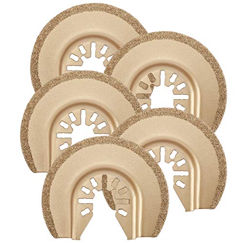 HighFree Semicircle Carbide Oscillating Blade, 2-1/2-Inch(64mm) Multi Tool Quick Release Oscillating Saw Blade Compatible with Bosch Chicago Craftsman Dewalt Dremel Fein and more (Pack of 5)