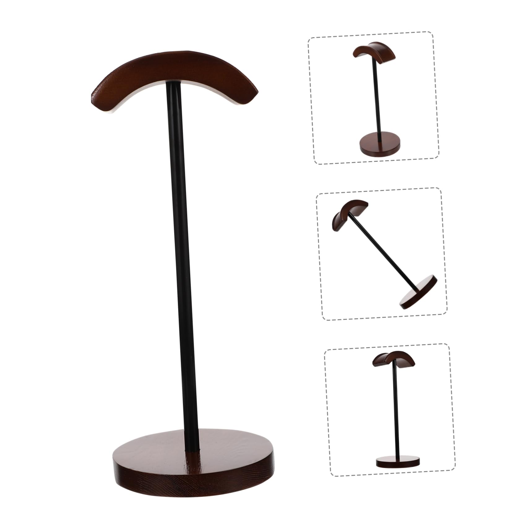 VILLCASE Supporto per Cuffie da Scrivania in Legno Struttura in Metallo, Appoggio per Auricolari Over-ear, Organizer per Scrivania