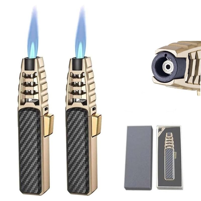 Briquet électrique rechargeable – Chalumeau au butane rechargeable pour camping, barbecue et utilisation en intérieur – Coupe-vent et polyvalent – 1 paquet
