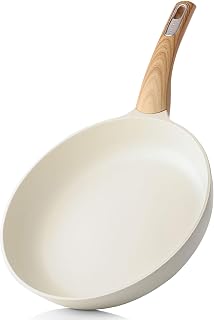 SENSARTE Ceramic Nonstick Skillet 8-12.5 Inch Frying Pan - PFOA PFAS PTFE Free Omelet Pan Induction Compatible White