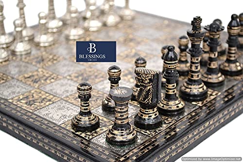 Jeu d'échecs en laiton avec coffret velours de prestige - 2