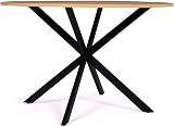 IDMarket - Table à Manger Ronde Alix 6 Personnes Pied araignée Bois et Noir 110 cm - 3