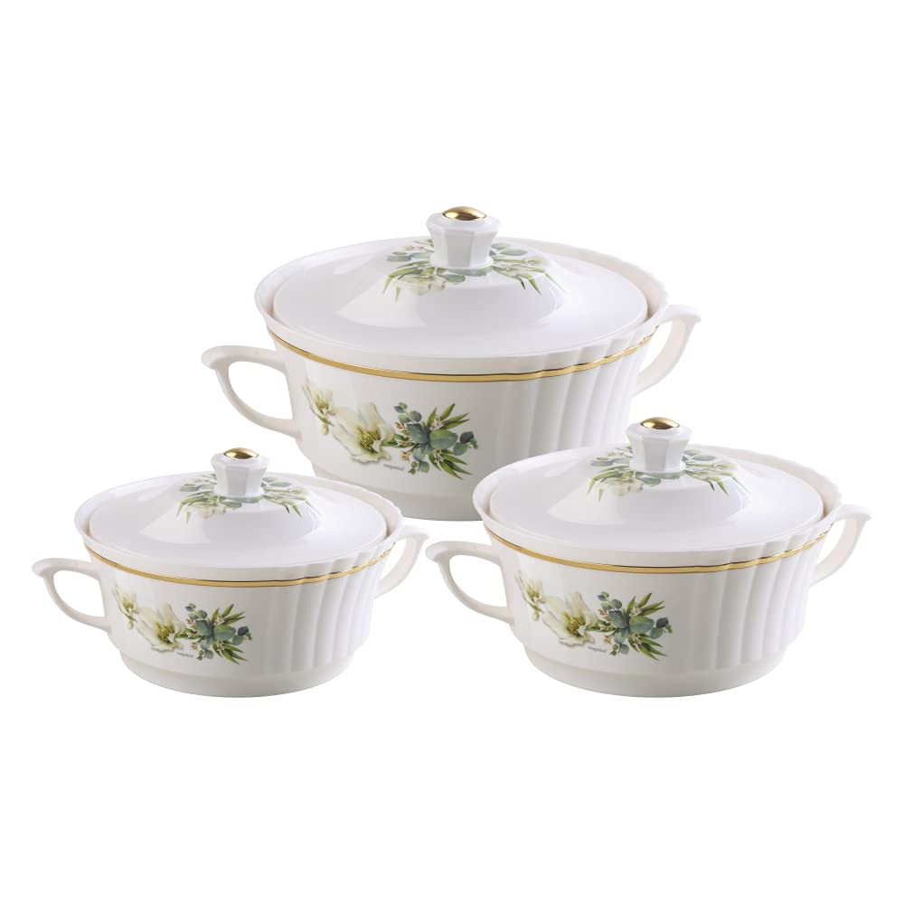 Nayasa Destiny Insulated Inner Steel Casserole Set of 3 | 500 1000 1500 ML | BPA Free | Food Grade | Used for Keeping Roti | Serving Dal | Chawal | Gravy | Hot Pot | Off White (B09HKR9BT3) Amazon Price History, Amazon Price Tracker
