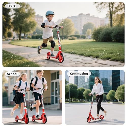 Scooters for Kids 8-12, Teens & Adults - Load 240 LBS, 8-Inch Wheels, Kick Scooter with Shock Absorption System, Hand Brake & Bell, 4 Adjustable Height Levels, Perfect for School, Commuting or Park by GRENYX - Image 6