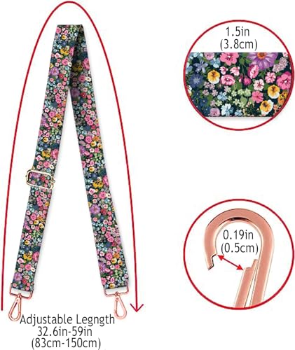 Image of Purse Strap Replacement Crossbody, 1.5 inch Rose-Golden Buckle Wide Shoulder Strap Adjustable, Cute Handbag
