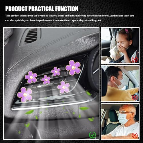 Image of 8PCS Daisy Flower Air Vent Clip Accessories, Air Conditioning Outlet Clip, Car Air Freshener Dashboard Accessories Charm, Auto Decorations Interior Universal Car Fresheners for Women