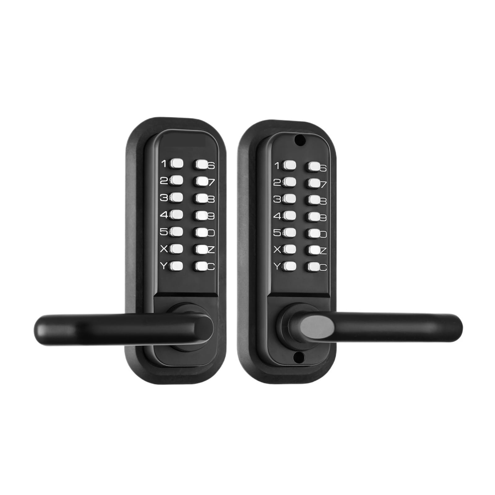 Cerradura mecánica para puerta de entrada sin llave, teclado de 14 dígitos y mango integrado de una o dos caras