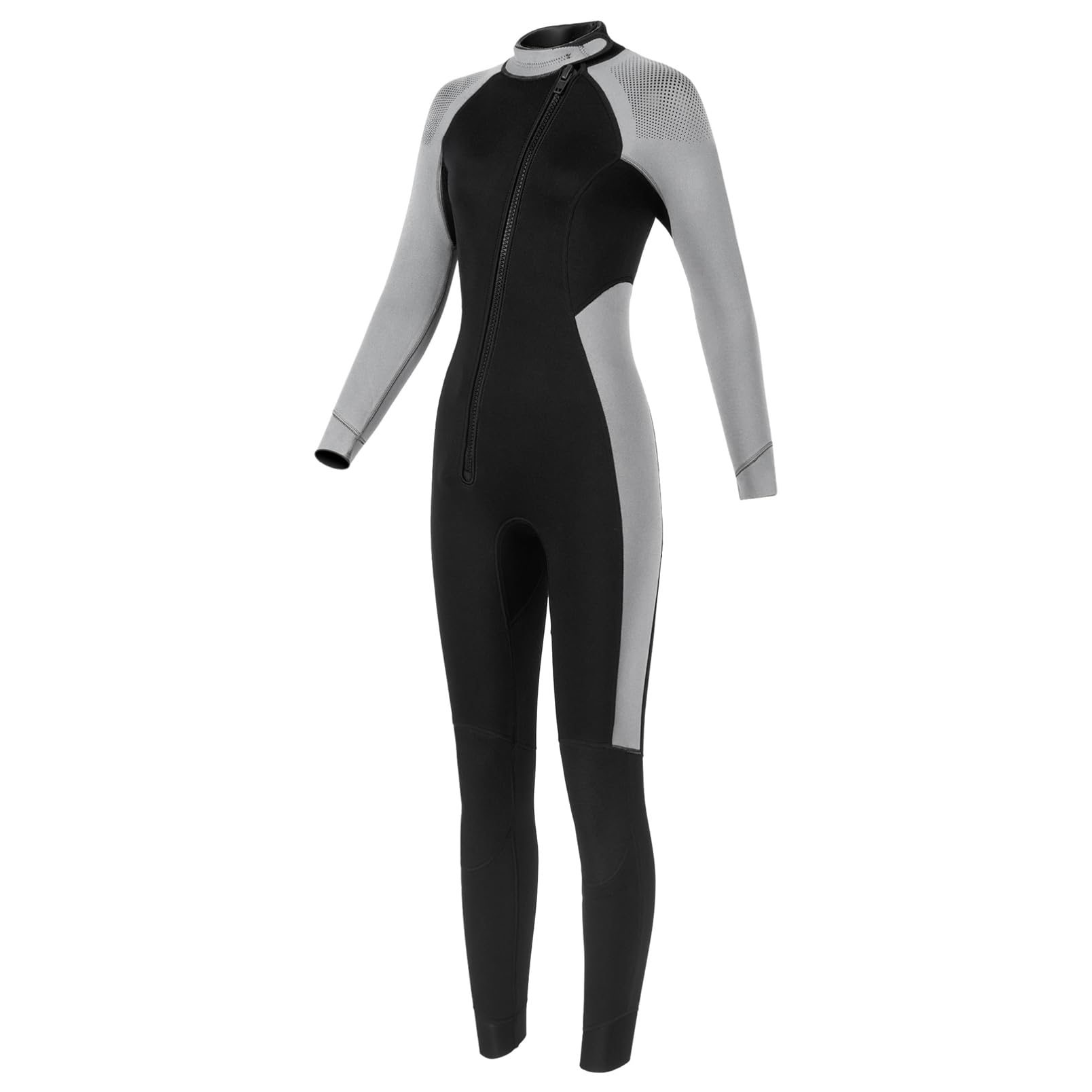 dPois Damen 3mm Neoprenanzug Lang Thermo Schwimmanzug Tauchanzug Vorne mit Reißverschluss Schwimmen Surfen Tauchen Badekleidung