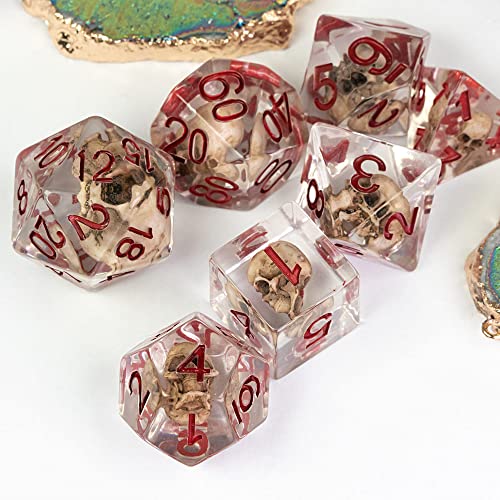UDIXI Skull DND Dice Set, Resin D and D Dice Set with Storage Pouch for RPG and Other Tabletop Games - Thumbnail 5