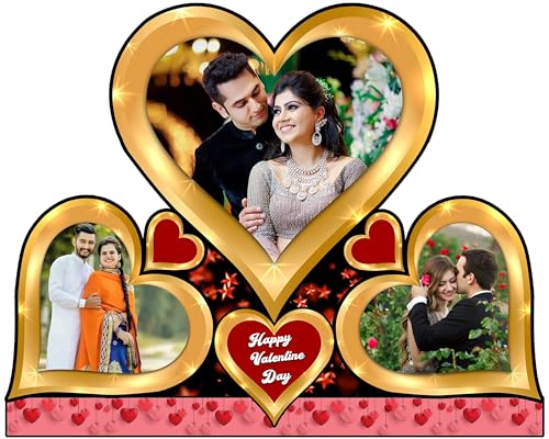 Image of Customized Valentine Photo Frame for Gifts | Personalized Heart Shape Multi Photo Collage Frame with Custom Photo Printing | Romantic Couple Gift for Anniversary, Wedding, Engagement & Birthday