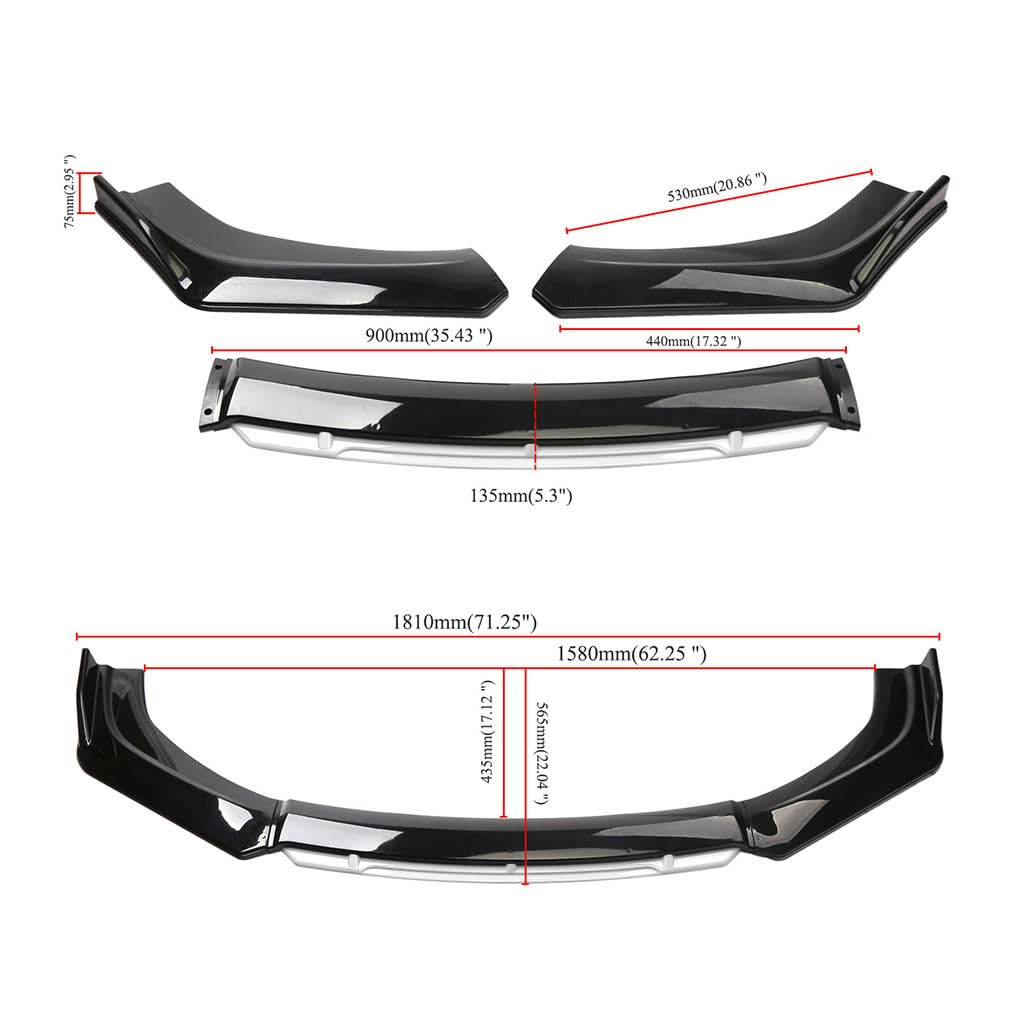 Auto Spoiler Frontali per Alfa Romeo Mito 2008-2019,Anticollisione Paraurti Anteriore Spoiler Lip Splitter per Il Mento sul Labbro Accessori Modificato,A-Red