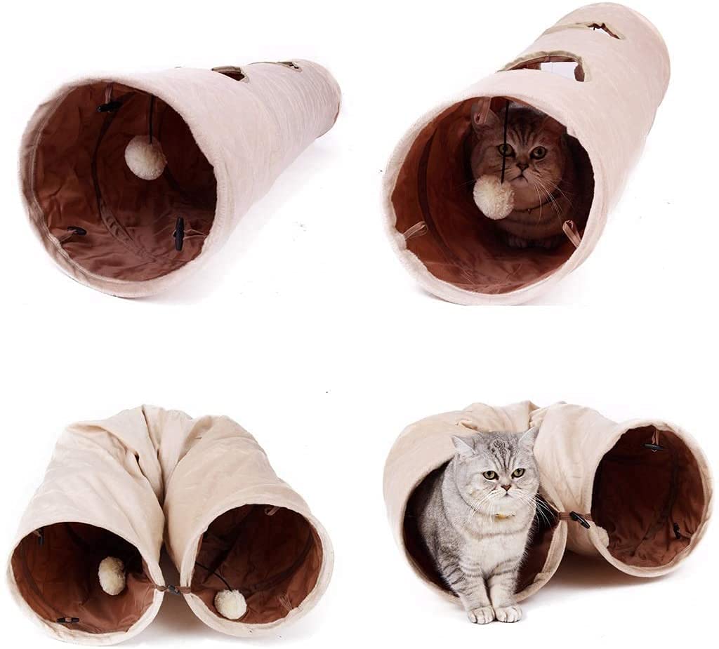 Rascador para Gatos Rascador árbol Poste Rascador Túnel para Gatos Juguete para Gatos Suministros para Gatos Túnel para Mascotas Bola de Pliegues Suaves 713