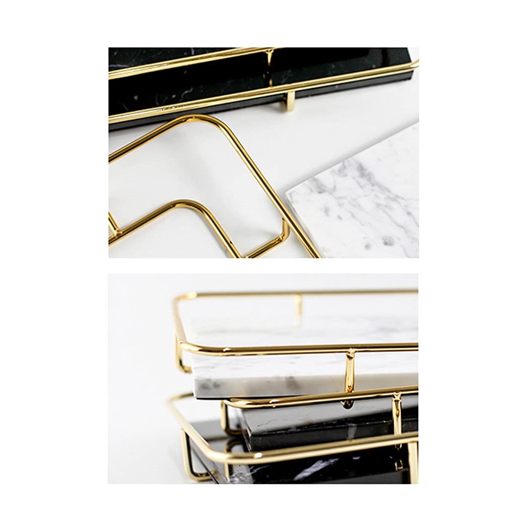 Nordic - Bandeja de almacenamiento de cerámica de mármol - Elegante baño para artículos de tocador y accesorios de maquillaje - Elegante decoración del hogar para inodoros y lavabos