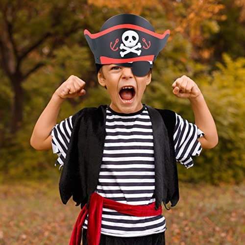 Funtery 48 Pcs Pirate Hat Halloween Pirate Party Accessories Kids Paper Costume Cap for Caribbean Cosplay Favors