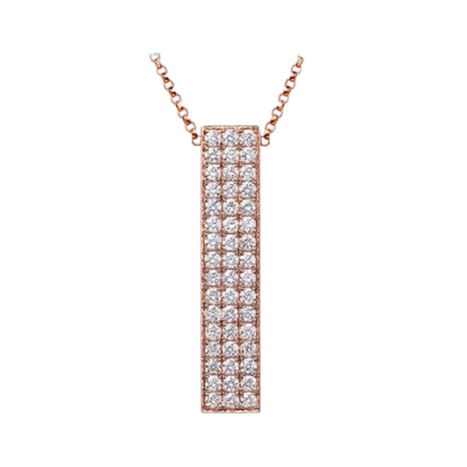 Collar de eslabones de cadena para mujer, collar rectangular con diamante creado en forma redonda, oro rosa de 9 quilates, 14 y 18 quilates