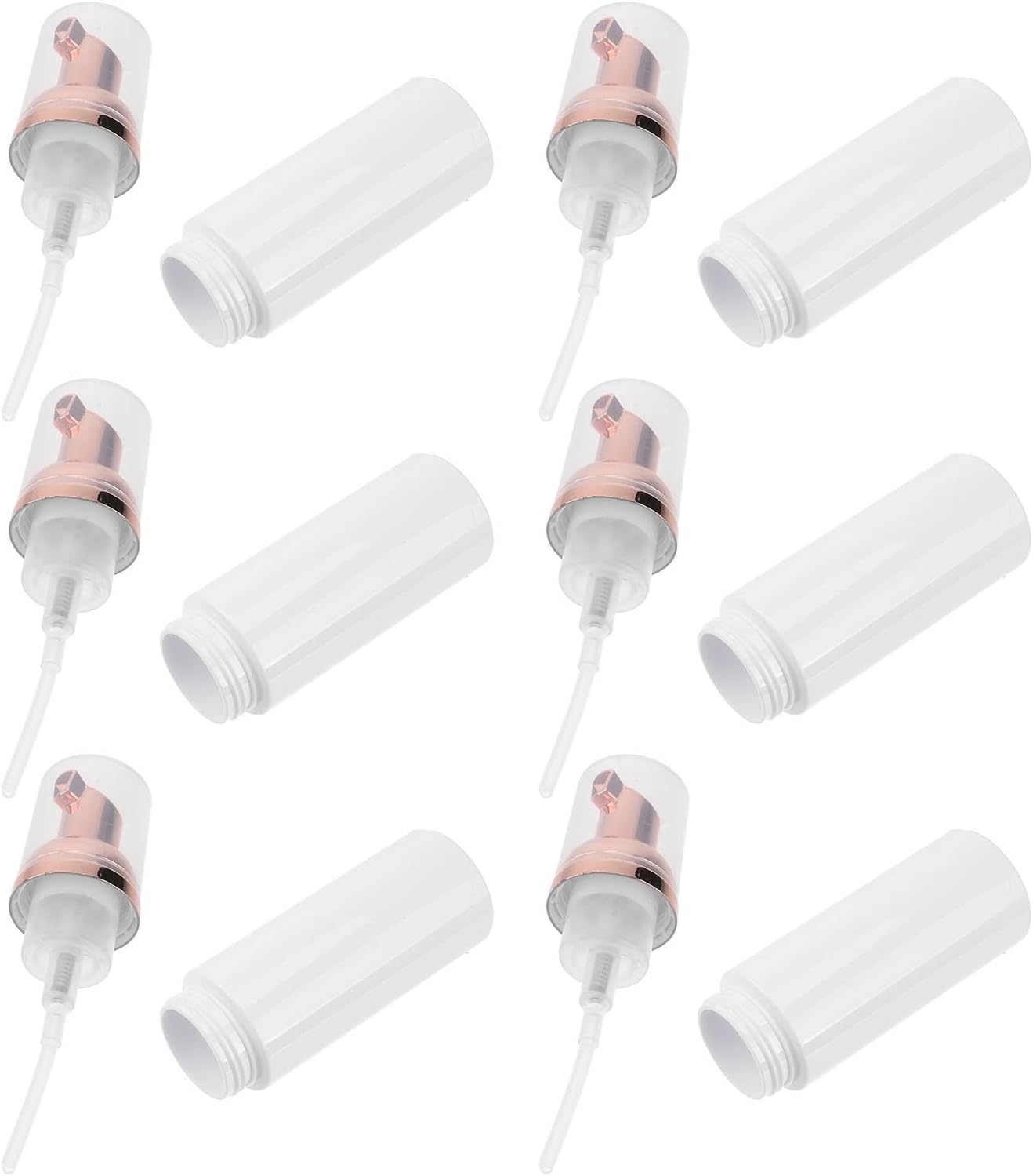PET Foam Pump Bottles with Rose Gold Heads 6 Pack for Shampoo Cream