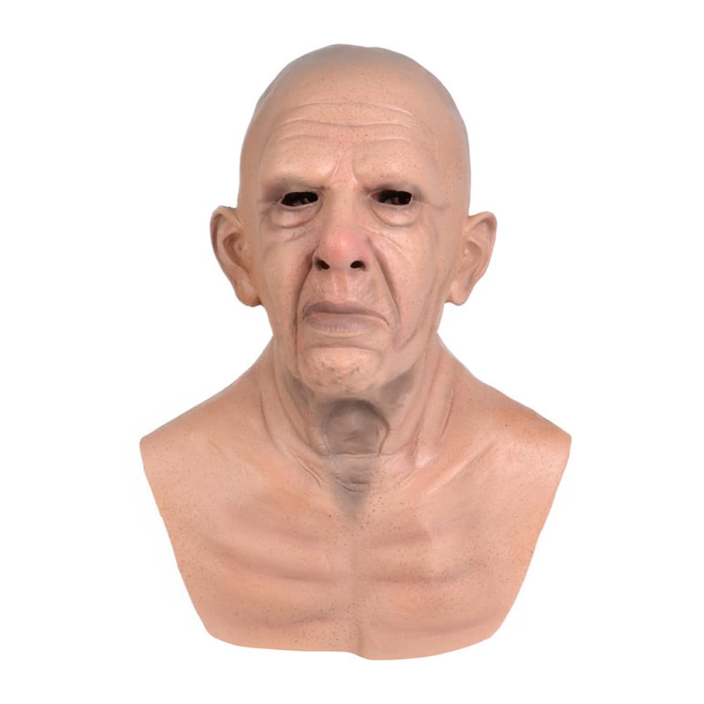 gepas Halloween Latex Old Man Mask, Halloween Cosplay Props, Realistic Head Masks, Simulation Creepy Human Wrinkled Face Mask for Halloween Costume Party