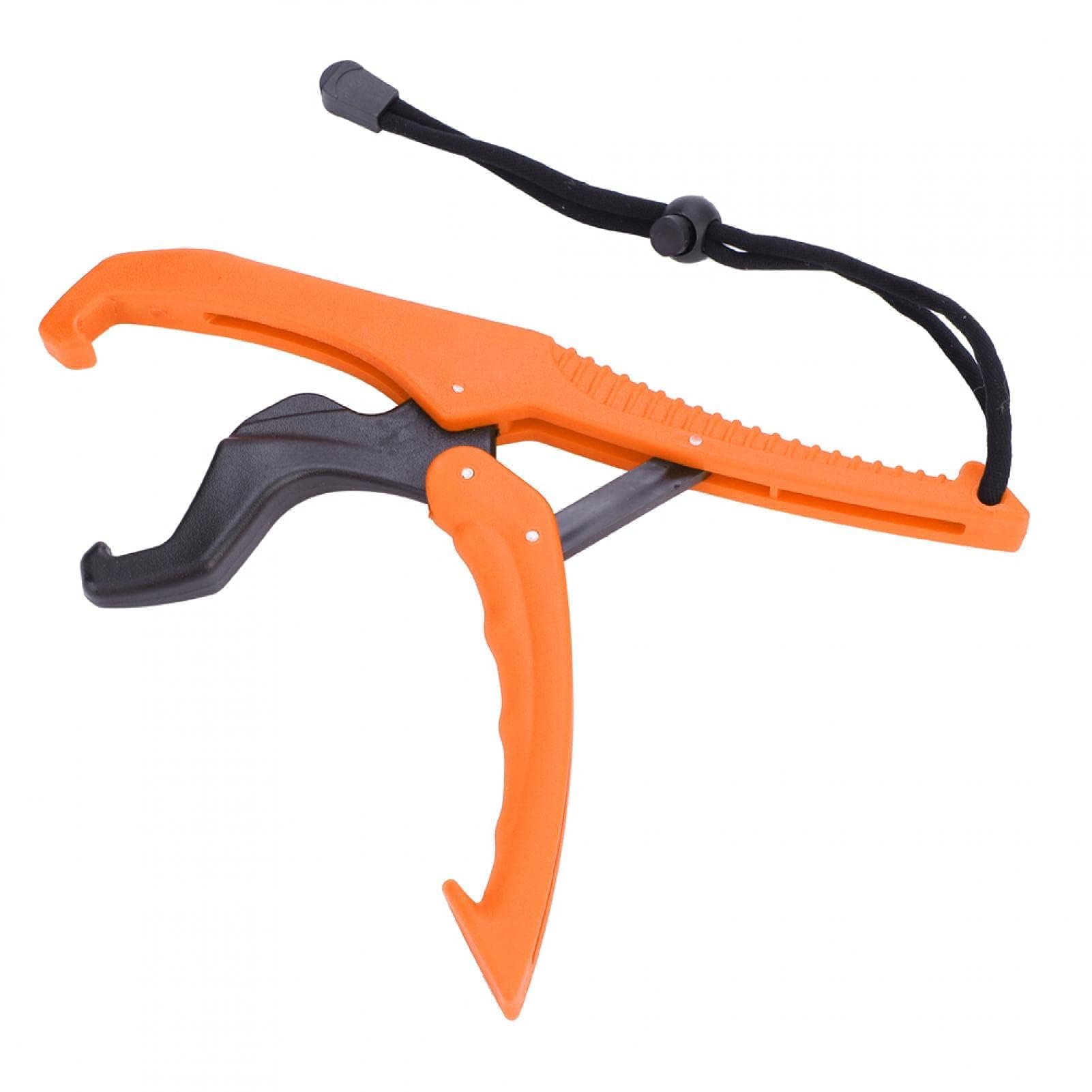 Alomejor Floating Fishing Gripper Gear ABS Fish Lip Grip Pliers Fish Clamp with Adjustable Rope(S-Orange)