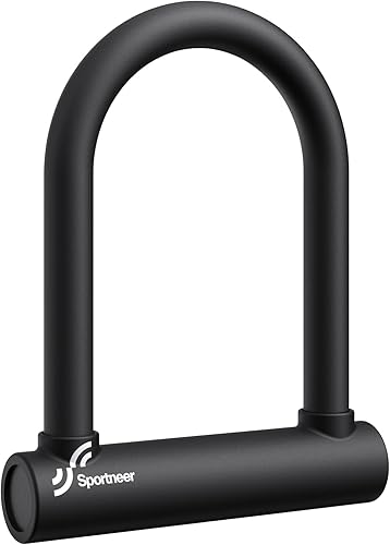Vista 7 de Sportneer Candado de bicicleta – Cerradura de bicicleta antirrobo resistente de 0.709 in con 3 llaves – Cerraduras en U para bicicleta con soporte
