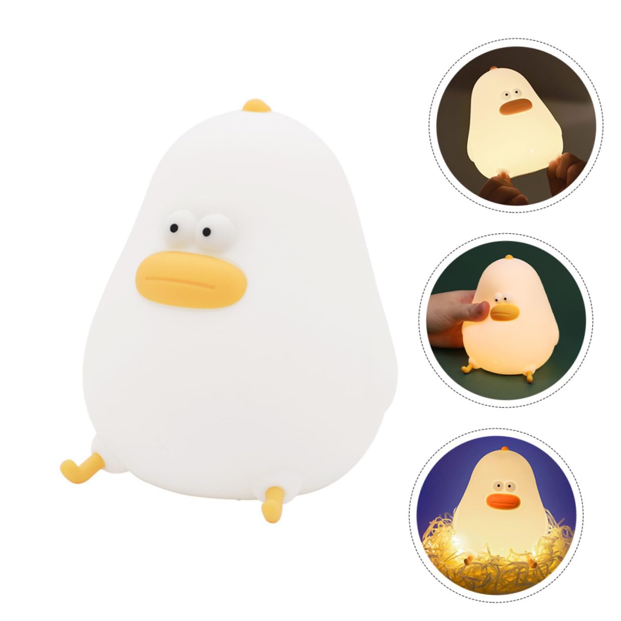 Lámpara de Silicona para Ñiño Luz Nocturna Cálida y USB Recargable Diseño Pollito Tamaño Pequeño Luz de Guardería para Dormitorio Infantil Adecuado para Bebés y Regulable