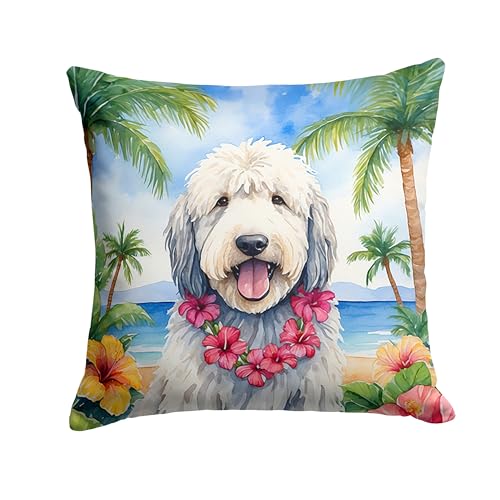 Caroline's Treasures Luau Party Decorative Throw Pillow, 14Hx14W, Komondor 6460